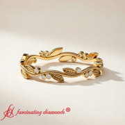 Leaf And Curl Diamond Enamel Band
